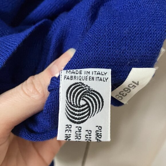 Vintage Olsen Wool Sweater Womens Royal Blue Knit EU 40 Made in Italy Career - Picture 4 of 9